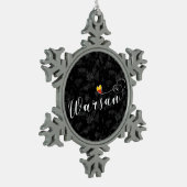 ワルシャワ国旗のハート、ワルシャワ、ポーランド スノーフレークピューターオーナメント (左)