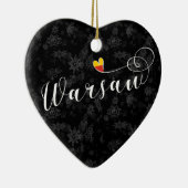 ワルシャワ国旗のハート、ワルシャワ、ポーランド セラミックオーナメント (右)