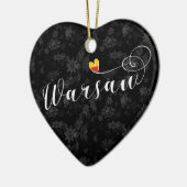 ワルシャワ国旗のハート、ワルシャワ、ポーランド セラミックオーナメント (左)