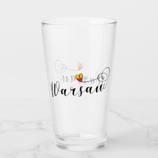 ワルシャワ州旗ハート，ワルシャワ，ポーランド タンブラーグラス (正面)