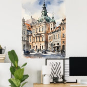 ワルシャワ水彩画 ポスター (ホームオフィス)