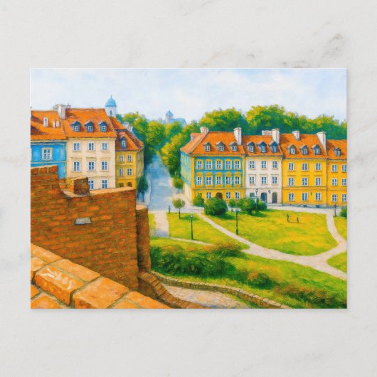 ワルシャワ油彩画 – 市壁からの眺め シーズンポストカード (正面)