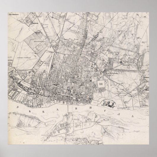 ワルシャワ・ポーランドのヴィンテージの地図（1836年） ポスター (正面)