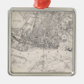 ワルシャワ・ポーランドのヴィンテージの地図（1836年） メタルオーナメント (正面)