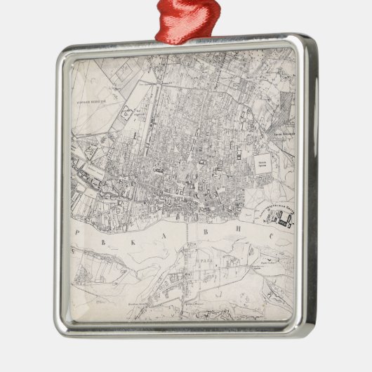 ワルシャワ・ポーランドのヴィンテージの地図（1836年） メタルオーナメント (左)