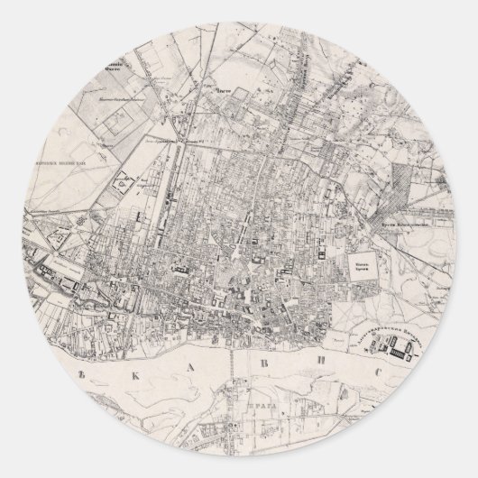 ワルシャワ・ポーランドのヴィンテージの地図（1836年） ラウンドシール (正面)