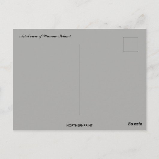 ワルシャワ・ポーランドの空中眺め ポストカード (裏面)