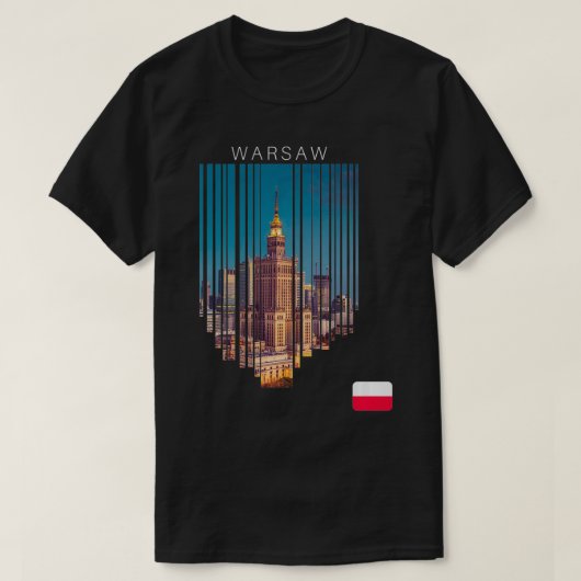 ワルシャワ・ポーランド国旗のプルオーバー Tシャツ (デザイン正面)