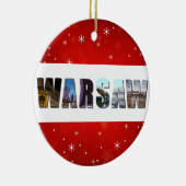 ワルシャワ・ポーランド旅行写真赤スノーフレーク・クリスマス セラミックオーナメント (右)