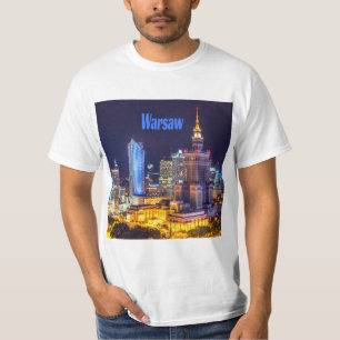ワルシャワ・ポーランド・ナイト・スカイライン・ワルシャワ・スパイア Tシャツ