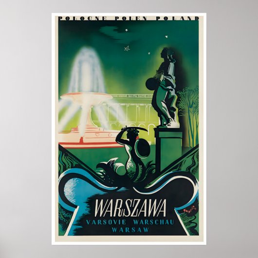 ワルシャワ ポーランド ポスター 旅行 印刷 ポーランド美術 (正面)