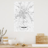 ワルシャワ、ポーランド(黒い色は白) ポスター (キッチン)