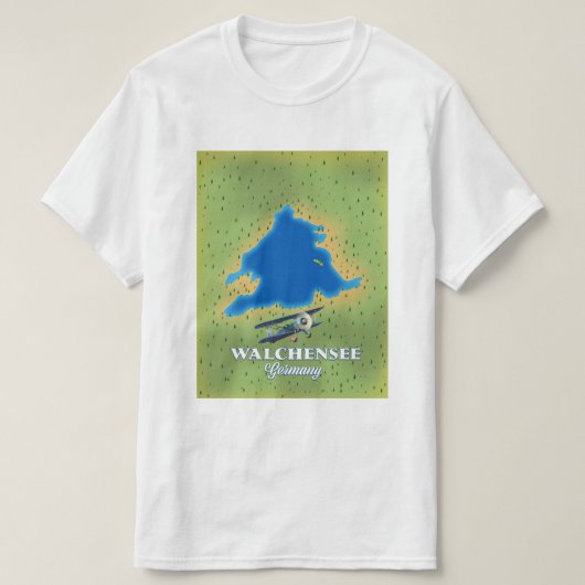 ワルチェンシー湖ドイツの地図 Tシャツ (デザイン正面)