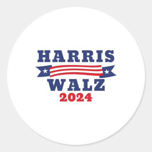 ワルツ2024アメリカ国旗Kamala Harris Tim Waltz 20 ラウンドシール (正面)