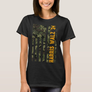 ワルツ2024年大統領の大統領選挙カマラ迷彩柄国旗 Tシャツ