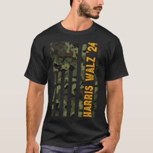 ワルツ2024年大統領の大統領選挙カマラ迷彩柄国旗 Tシャツ