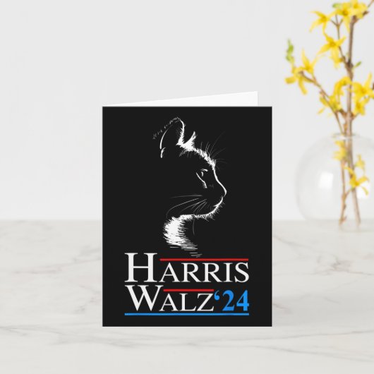 ワルツ2024 Cat選挙Kamala Harris Tim Walz 202 カード (黄色い花)