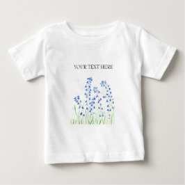 ワルベルの青い花 テキストを追加 水彩 かわいい ベビーTシャツ