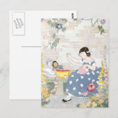 ワルワリアとケシの庭での裁縫 ポストカード (正面/裏面)