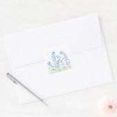 ワルワリアイの青い花と緑の植物の絵 スクエアシール (封筒)