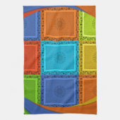 ワル市松模様にアートプリント キッチンタオル (縦)