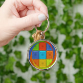 ワル市松模様にアートプリント キーホルダー (手)