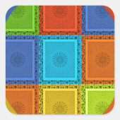 ワル市松模様にアートプリント スクエアシール (正面)