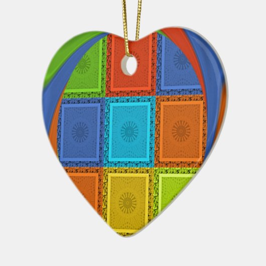 ワル市松模様にアートプリント セラミックオーナメント (左)