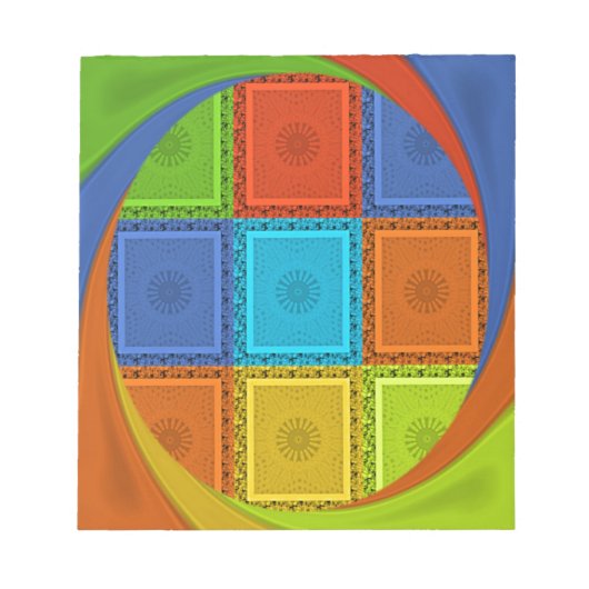 ワル市松模様にアートプリント ノートパッド (正面)