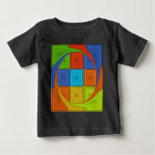 ワル市松模様にアートプリント ベビーTシャツ (正面)