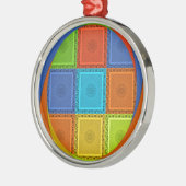 ワル市松模様にアートプリント メタルオーナメント (左)