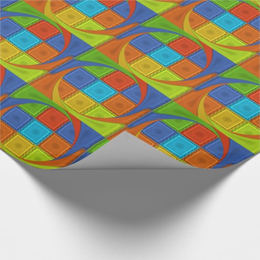 ワル市松模様にアートプリント ラッピングペーパー (角)