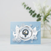 ワレスクランバッジと白いスタグスウィンター ポストカード (スタンド正面)