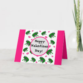 ワレンタインのカエルと口紅のキスパーソナライズされた カード