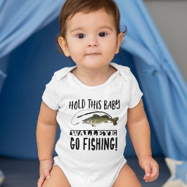 ワレーおもしろいエ魚釣りプンホールディングこのベビー笑わされる ベビーボディスーツ