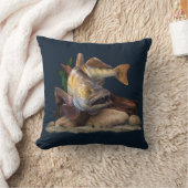 ワレー魚釣りイラストレーションワレー漁師 クッション (ブランケット)