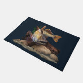 ワレー魚釣りイラストレーションワレー漁師 ドアマット (アングル)