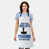 ワレー魚釣りワレー魚釣りとビール エプロン (着用した状態)