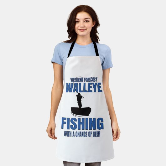 ワレー魚釣りワレー魚釣りとビール エプロン (着用した状態)