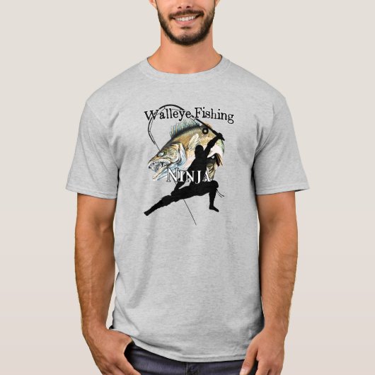 ワレー魚釣り忍者ライト魚釣り Tシャツ (正面)