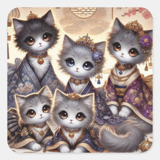 ワロリータ日本のキャッ王室のトファミリー スクエアシール