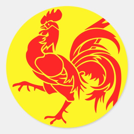 ワロン国旗（ベルギー） ラウンドシール (正面)