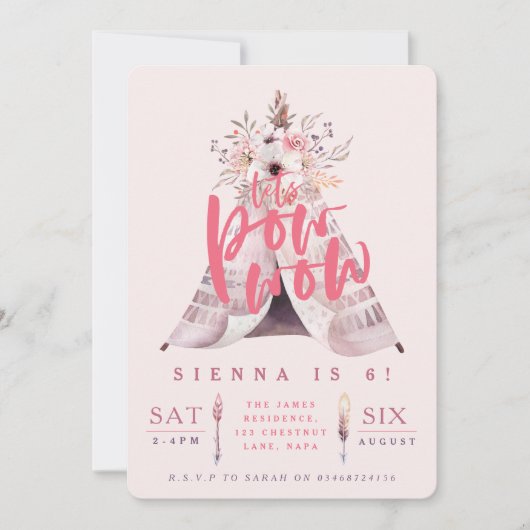 ワワワティーピー誕生パーティー招待状 招待状 (正面)