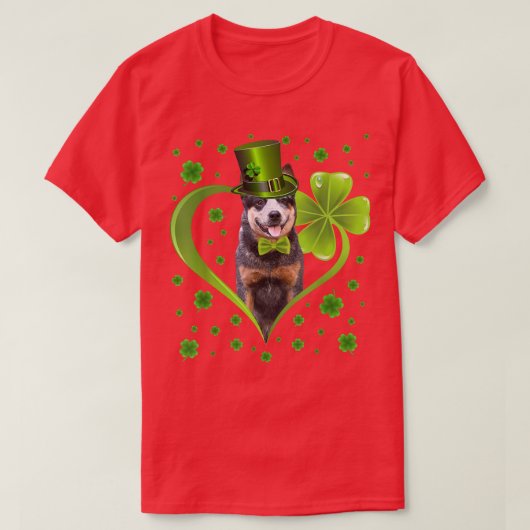 ワンおもしろいピーShamrockオーストラリア牛ドッグセント  Tシャツ (デザイン正面)