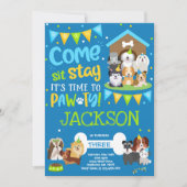 ワンちゃんパーティの招待状ドギー誕生日ポーティボーイ 招待状 (正面)