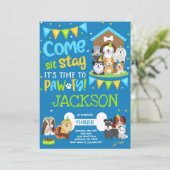 ワンちゃんパーティの招待状ドギー誕生日ポーティボーイ 招待状 (スタンド正面)