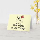 ワンちゃんワン誕生日Tシャツ&ギフト カード (黄色い花)