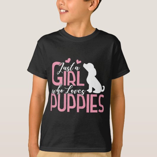 ワンちゃん子犬の恋人ギフト大好きな少女 Tシャツ (正面)