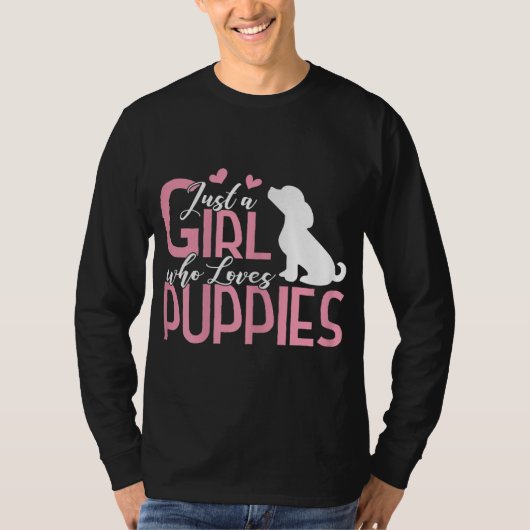 ワンちゃん子犬の恋人ギフト大好きな少女 Tシャツ (正面)