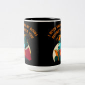 ワンちゃん犬の耳のユーモアを書く ツートーンマグカップ (中央)